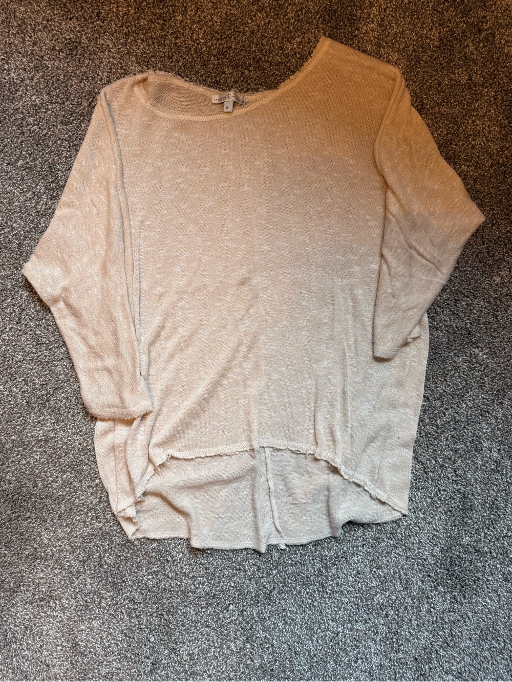 Moa Moa Light Beige Scoop Neck Knit Top